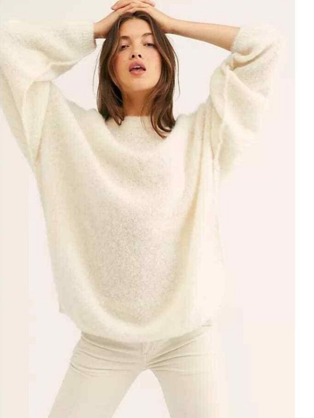 Free People Angelic Cream Alpaca Blend Pullover Sweater Size XS Chic 90s Boho